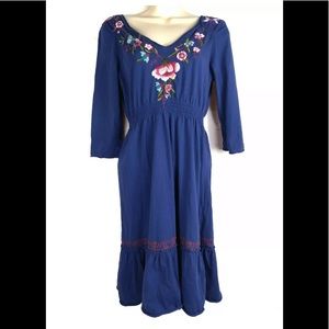 Johnny Was Embroidered Tunic Blue Dress Boho S